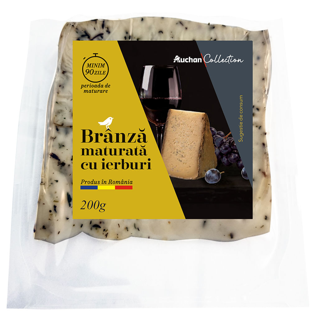 Branza maturata cu ierburi Auchan Collection 200 g
